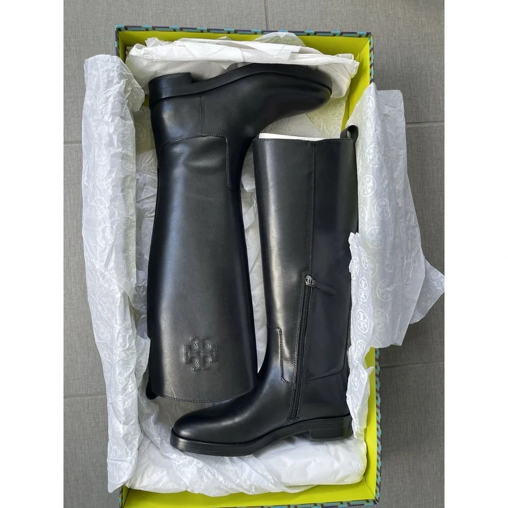 TORY‎ BURCH The Riding Boot Black Size 8.5 NEW Modern Quiet Luxury Designer